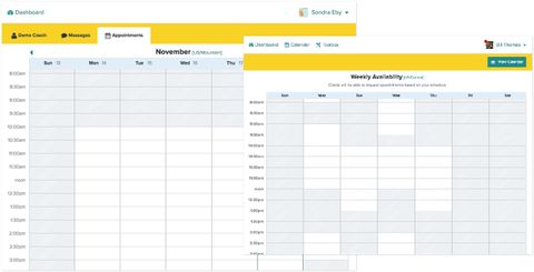 Month and weekly calendar views.